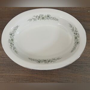 Wedgwood China, Oval Vegetable Serving Bowl, Westbury Pattern, green floral